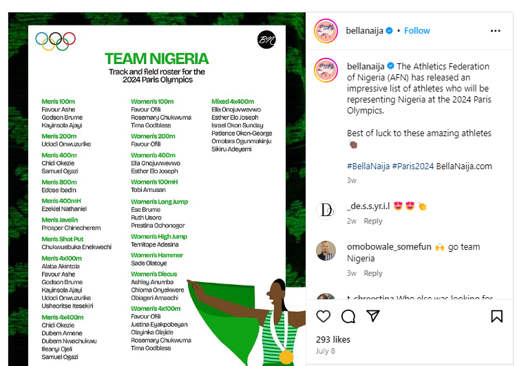 Nigerian Roster for the 2024 Olympics with Favour Ofili